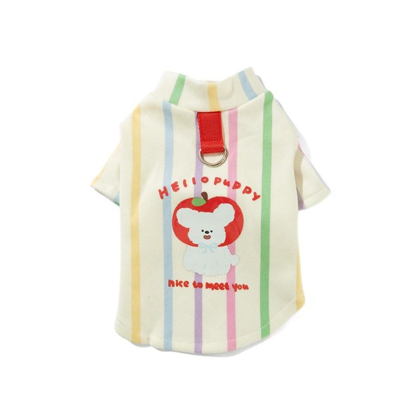 Pet Clothes Base with Autumn and Winter Cute Striped Pajamas Dog Clothes