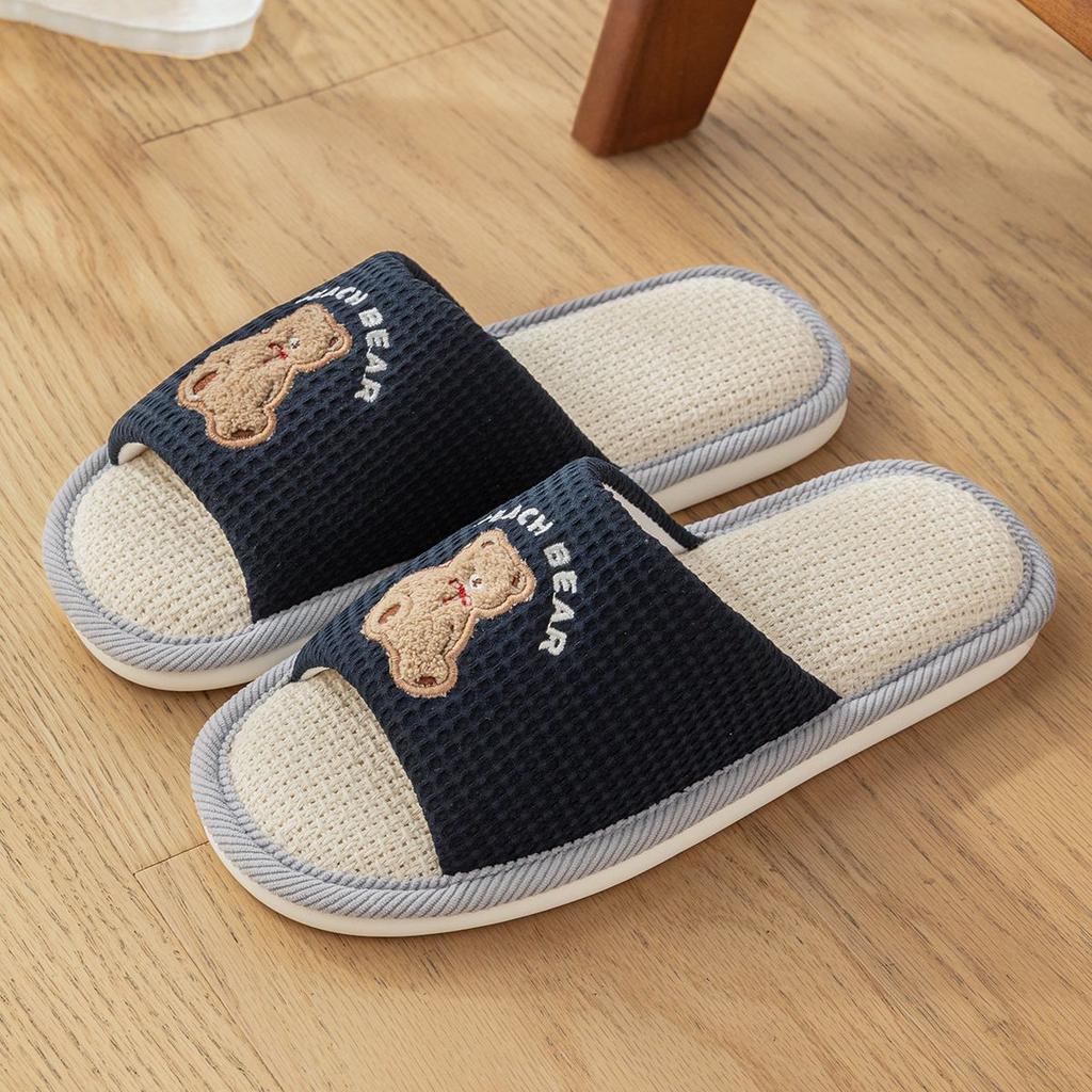 Leinenslipper Damen Frühling und Herbst Vier Jahreszeiten Indoor Haushalt Baumwolle und Leinen Zuhause Rutschfest Sommer Herren Paar