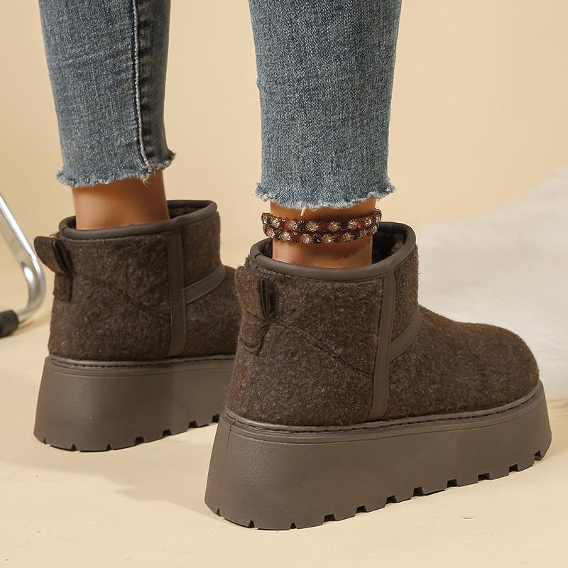Fashion Non Slip Chunky Platform Snow Boots for Women Short Plush Thick Bottom Winter Ankle Boots Woman Slip On Faux Suede Booties Mujer