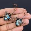 Labradorite 999 Copper Wire Wrapped Earrings, Handmade Gemstone Earrings Jewelry, Gifts For Wife Brand New Earrings