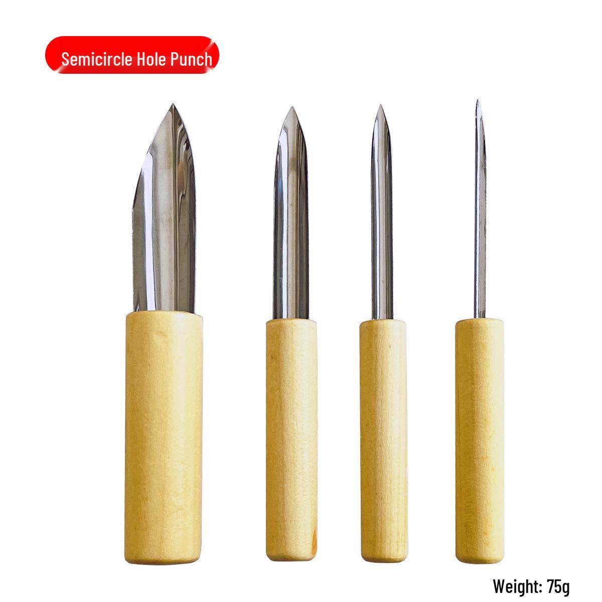 

Round Ceramic Hole Puncher with Stainless Steel and Wooden Handle for Sculpting Flower Pots