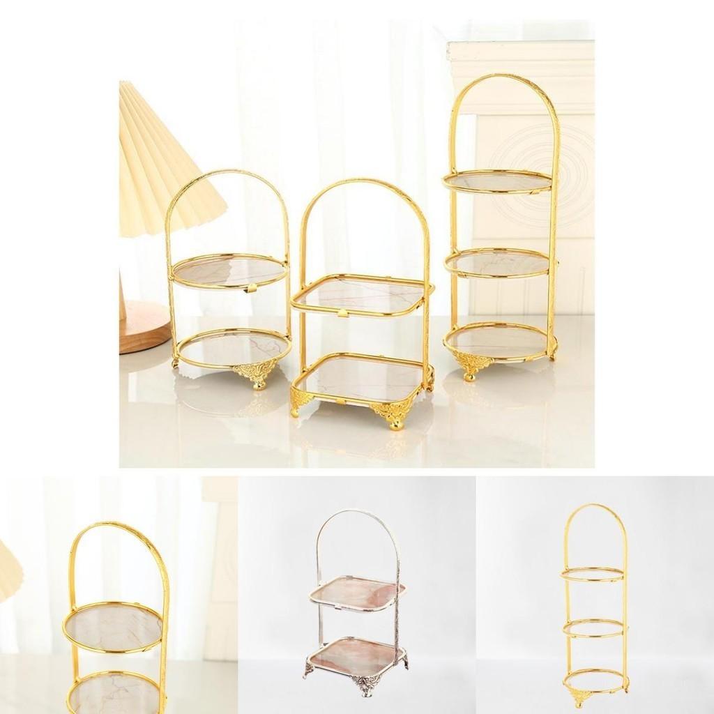 Multilayer Food Tray Organizer With Gold Finish For Home And Gift Use