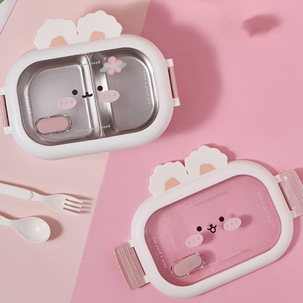 Rabbit Decorated Meal Container Multi Compartment Rabbit Lunch Box for Children Sturdy Stainless Steel Container