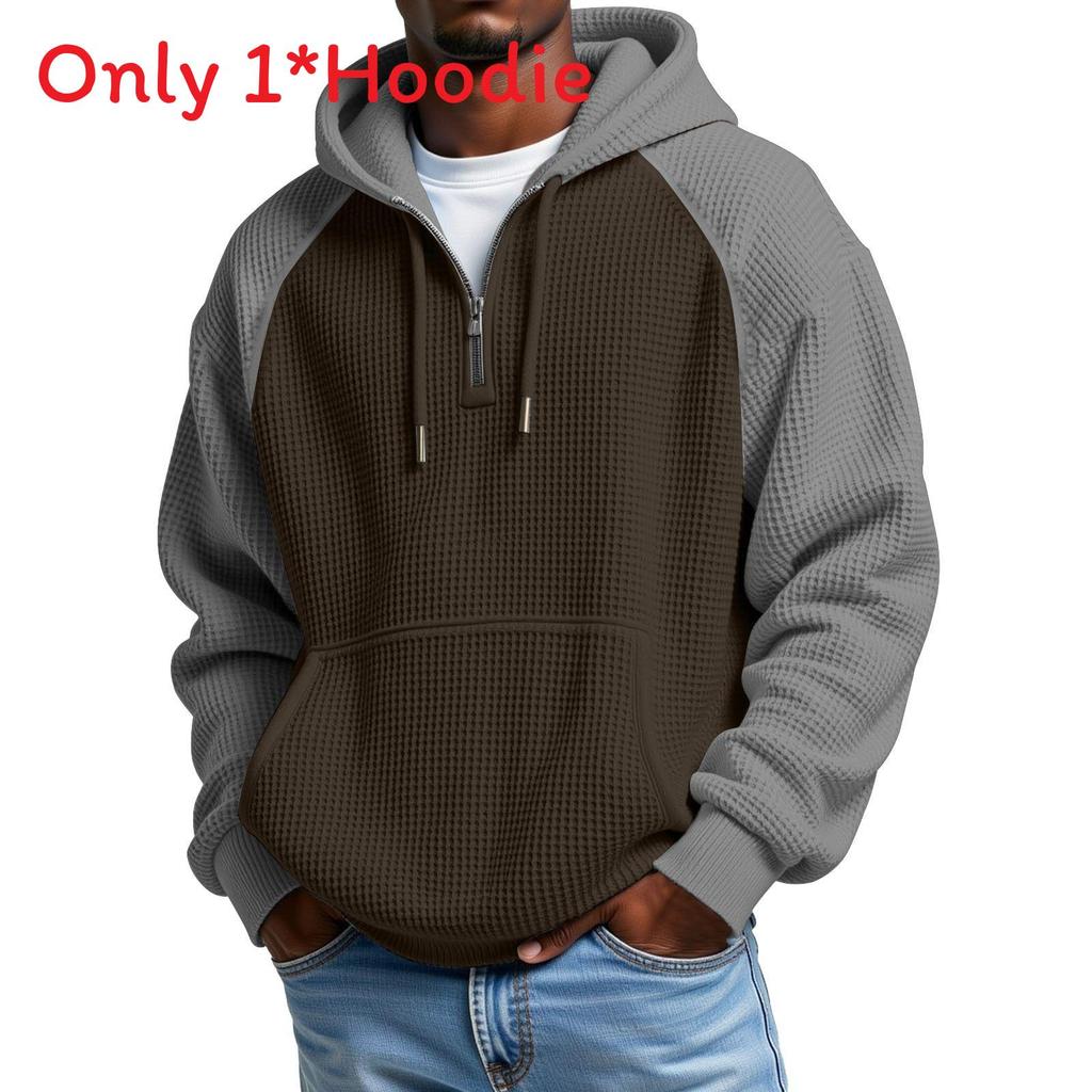Streetwear Hoodie With Colorblock Pattern And Pouch Pocket For Casual Men