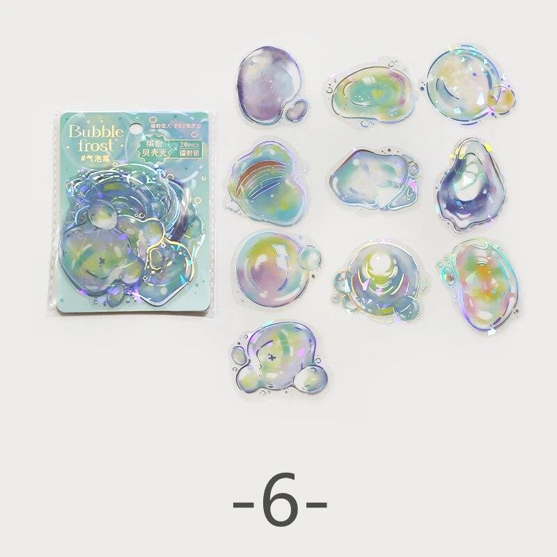 

20 аркушів/упаковка ПЕТ-наклейки Блискучі лазерні барвисті океанські метелики DIY Декоративний матеріал Канцелярські наклейки