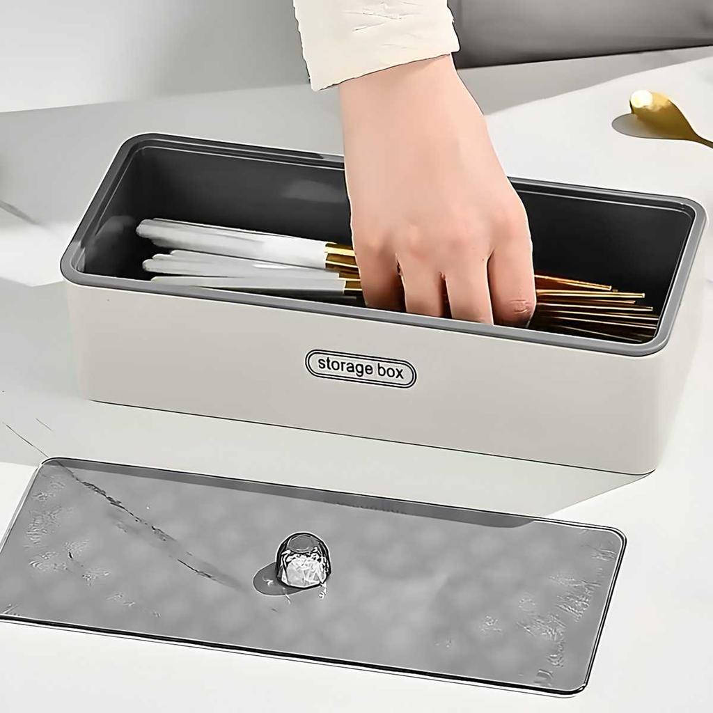 Drainage dustproof tableware storage box, simple and fashionable chopstick box, kitchen storage supplies
