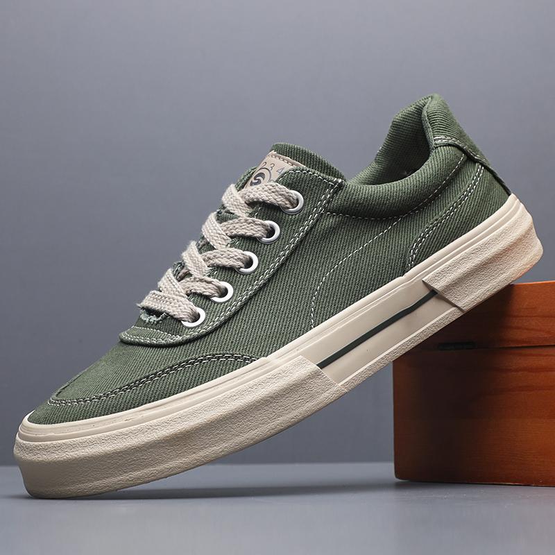 Fashion Classic Men Canvas Shoes Spring Autumn Fashion Solid Color Men Vulcanized Shoes Lace-up Black Casual Shoes Men Sneakers SS25831