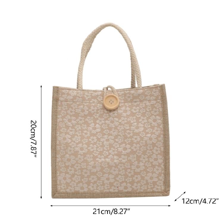Casual Burlap Handbag Lightweight Shopping Bag Reusable Grocery Beach Bags