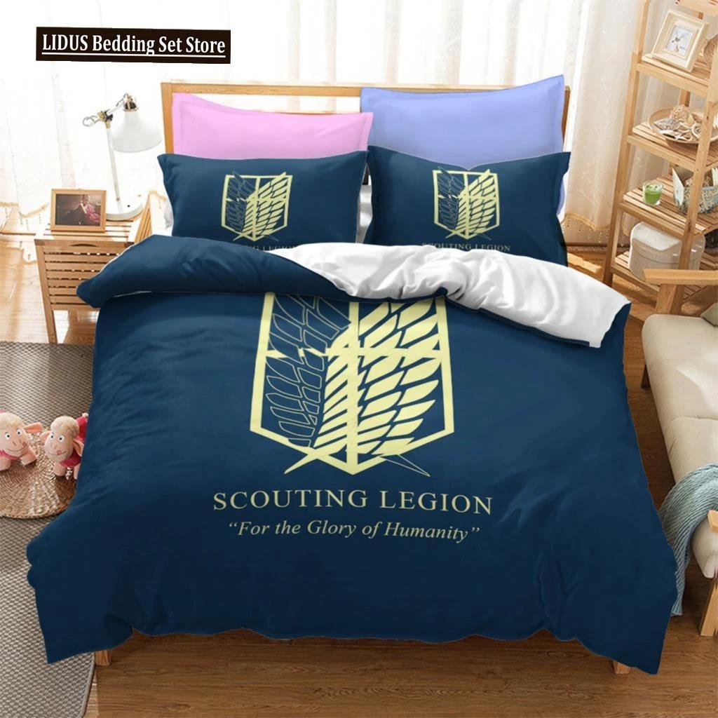 

Аниме Атака титанов 3D печатный комплект постельного белья пододеяльник наборы наволочек постельное белье постельное белье размер Queen King Single 70x133cm 2pcs