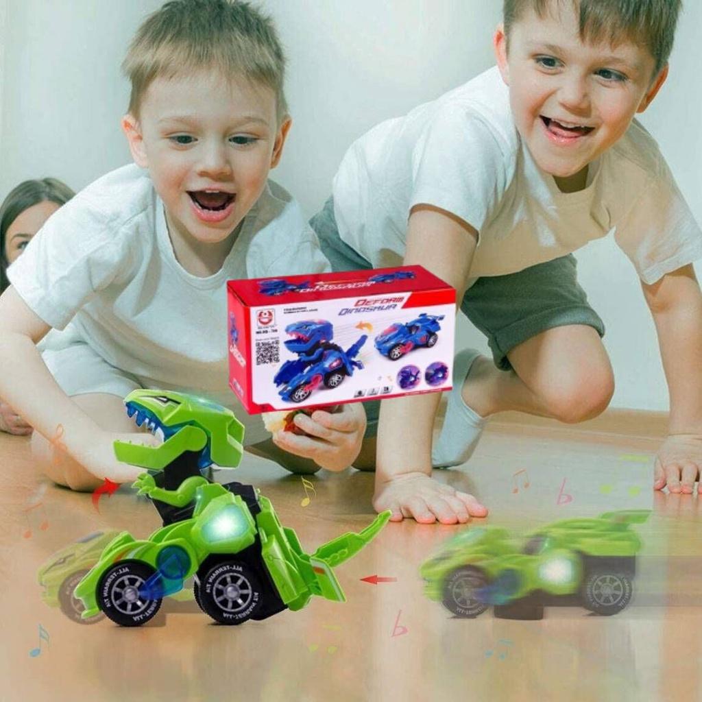 Elektrisches Dinosaurier-Transformationsauto mit LED-Lichtern und Soundeffekten