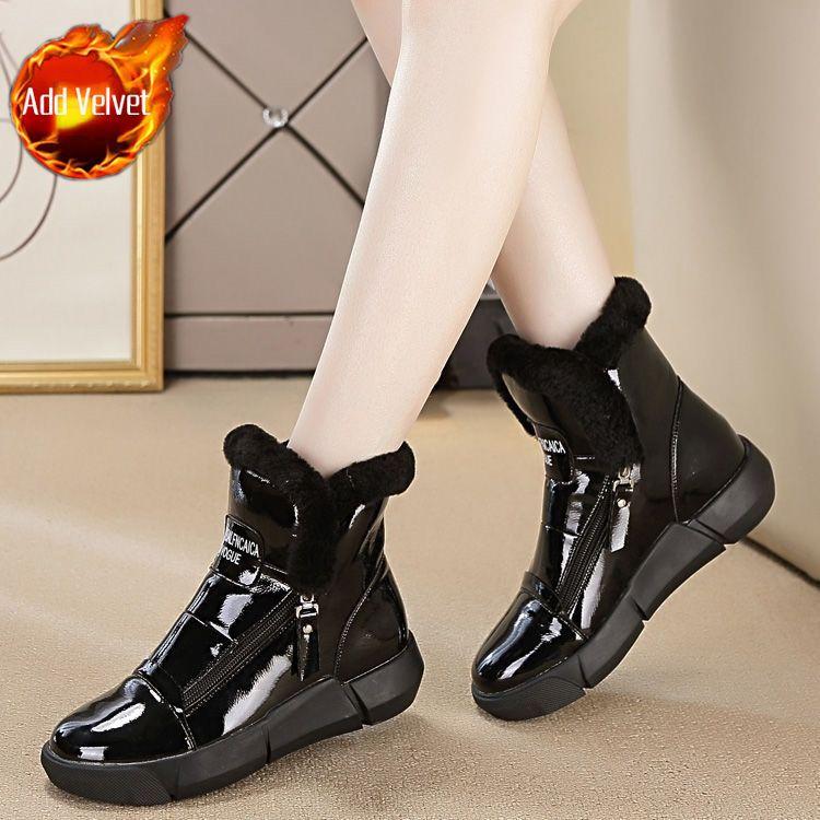 

Модная обувь на молнии с круглым носком, водонепроницаемая платформа до щиколотки, женские туфли, горячий готический стиль, удобные и элегантные, меховые женские зимние ботинки по акции 35