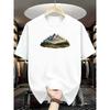 European Size Men'S Mountains And Their Reflections Graphic Print Crew Neck T-Shirt | Soft, Medium-Stretch Blend Fabric