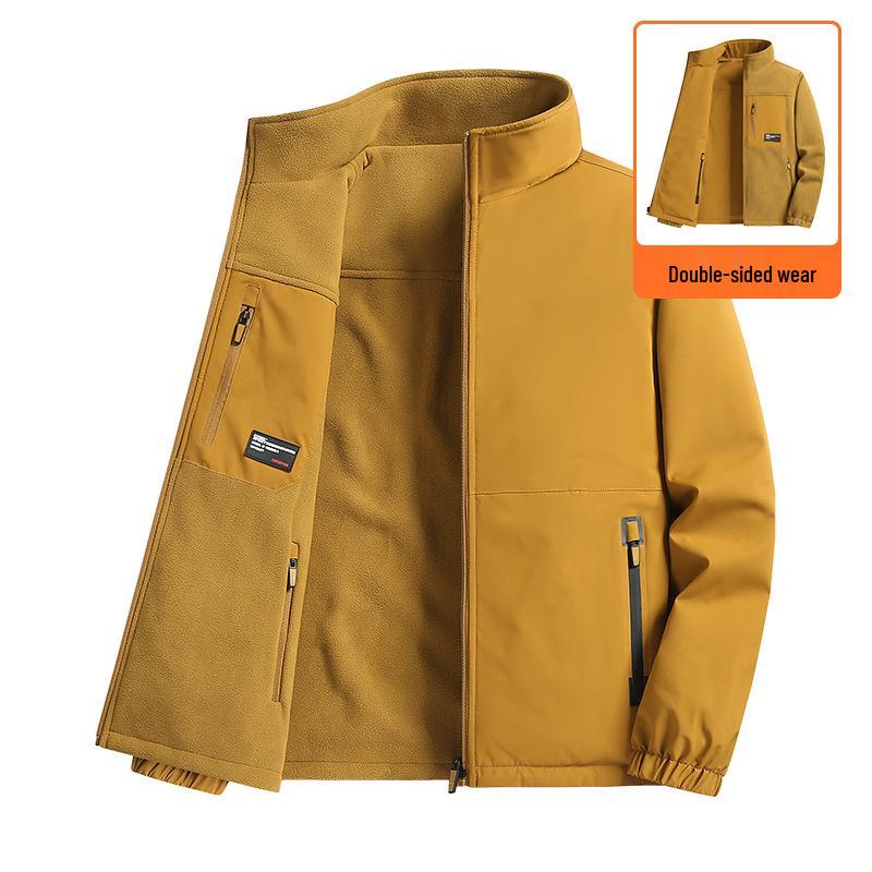 Men's Reversible Fleece Jacket: Autumn/Winter Stand-Collar Top, Plus Size, Cross-Border Design