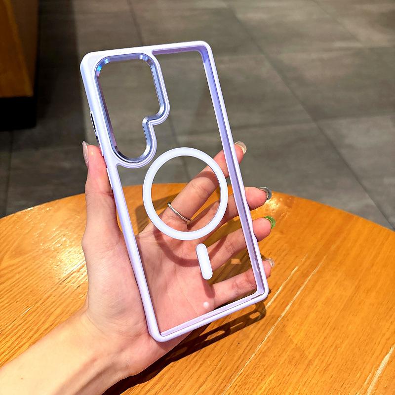 Gold Shield Magnetic Suction Suitable for New Samsung S25Utra Mobile Phone Case S24 Full-pack Magnetic Suction Protective Case Metal Camera Frame