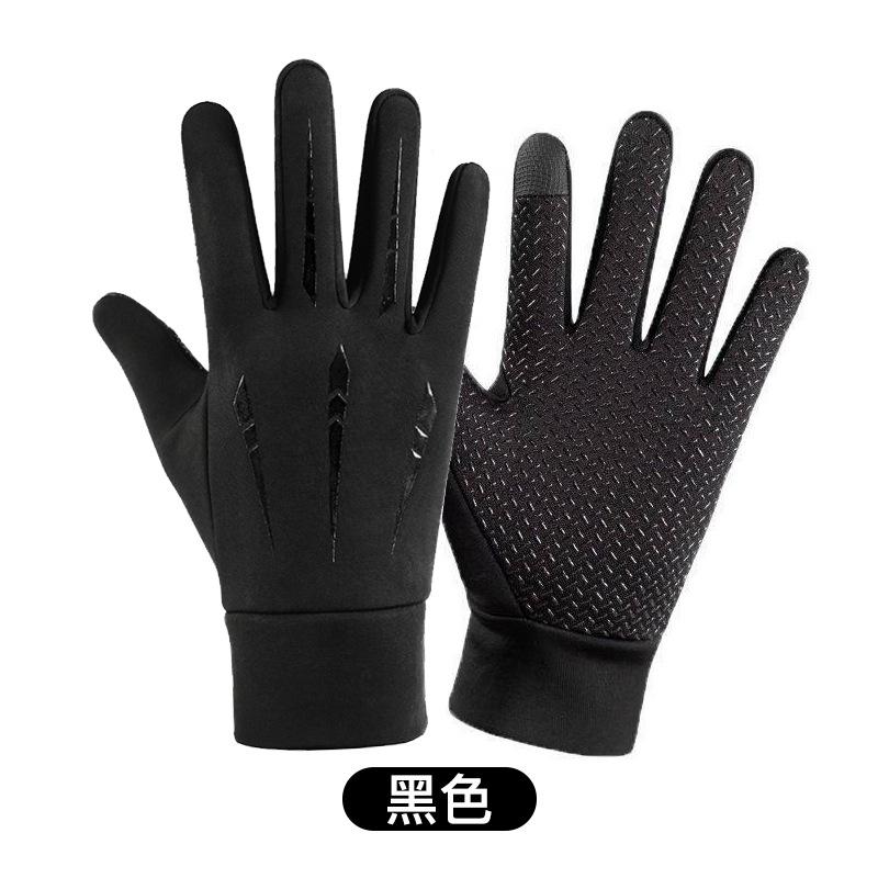 Autumn and winter warm gloves windproof and waterproof thickened five-claw outdoor men s velvet cycling gloves wholesale average size