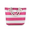 Striped Beach Tote Bag Canvas Large Capacity Travel Handbag Zipper Foldable Shoulder Bag For Travel Work Beach Gym Store