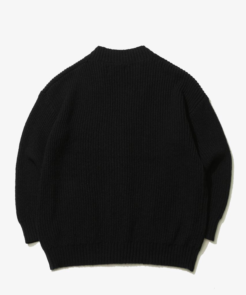 GOLDEN SUNSHINE Wool Over Bulky Knit Cardigan_Black
