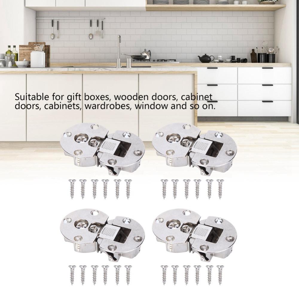 4pcs Zinc Alloy Concealed Cabinet Hinge Semicircular Folding Door Hinge Flap Door Hinge  Desks