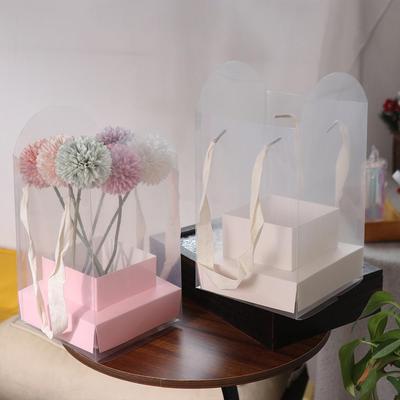 Transparent Handheld Flower Box Paper Box Packing Material Bouquet Wrapping Bag Portable Handbag Flower Bag Weding Party
