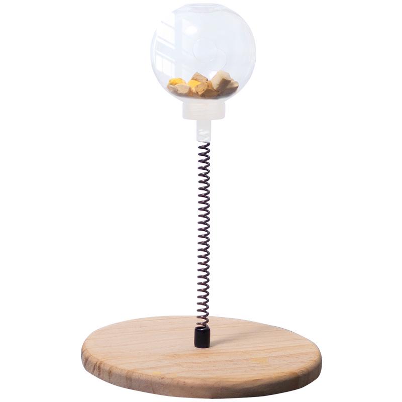 Solid Wood Rotating Catnip Ball and Teaser Wand Set - Cat Food Dispenser & Toy