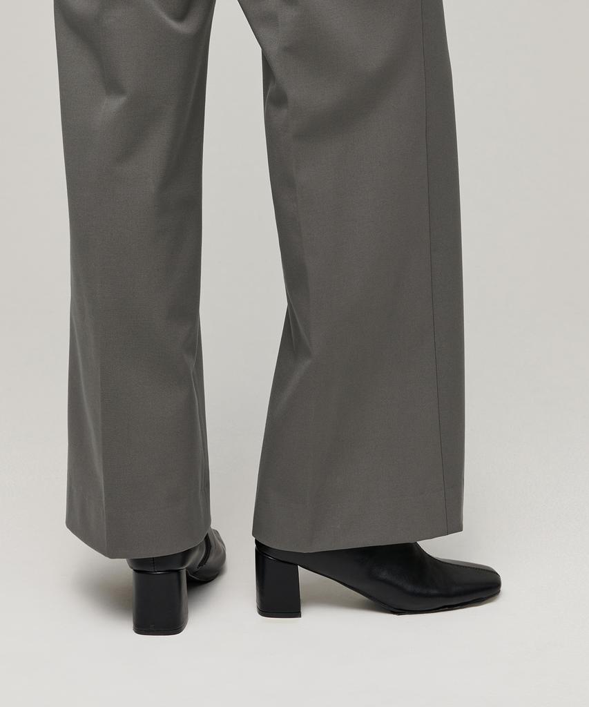 MUSINSA STANDARD WOMAN Women'S Heavyweight Fleece-Lined Wide Hidden Elastic Waist Slacks [Warm Gray]