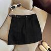 Women's High-Waist A-Line Suede Skirt - American Retro Style, Perfect for Fall/Winter with Boots