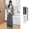 Black Plaid Pants Women's Pants New Autumn and Winter Thickened Straight Loose and Thin Small Casual Wide-leg Pants