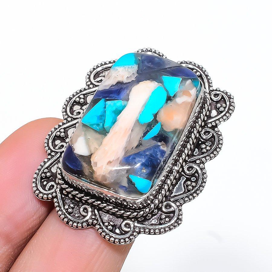 

Natural Spiny Oyster Gemstone Handmade 925 Sterling Silver Ring Size 6.5 N0q18