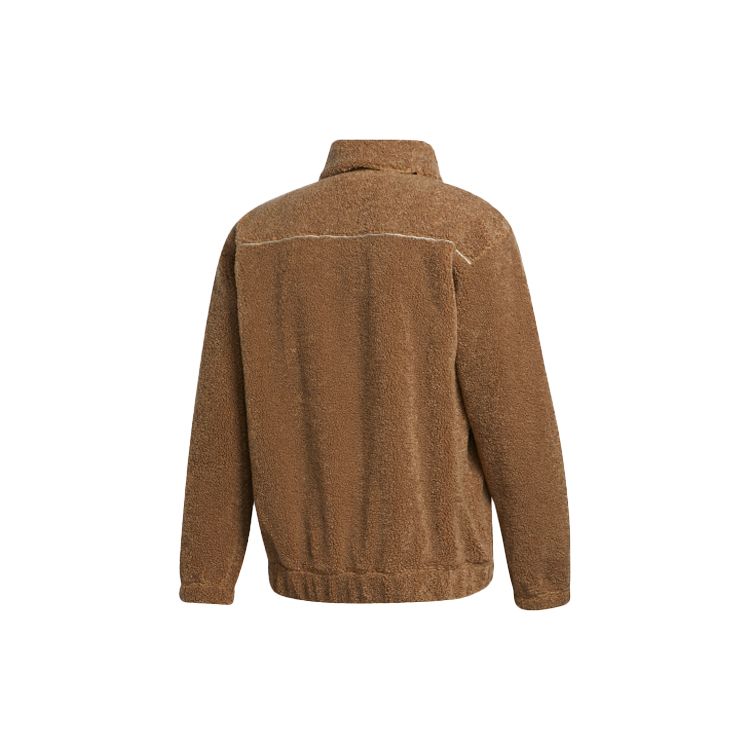 Adidas Originals Embroidered Logo Fleece Sports Jacket Men Jacket Cardboard-Yellow GD3535