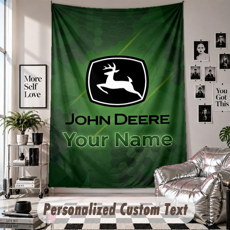 Wall Hanging Tapestry With Custom Name & Text, John Deere Decorative Tapestry For Bedroom