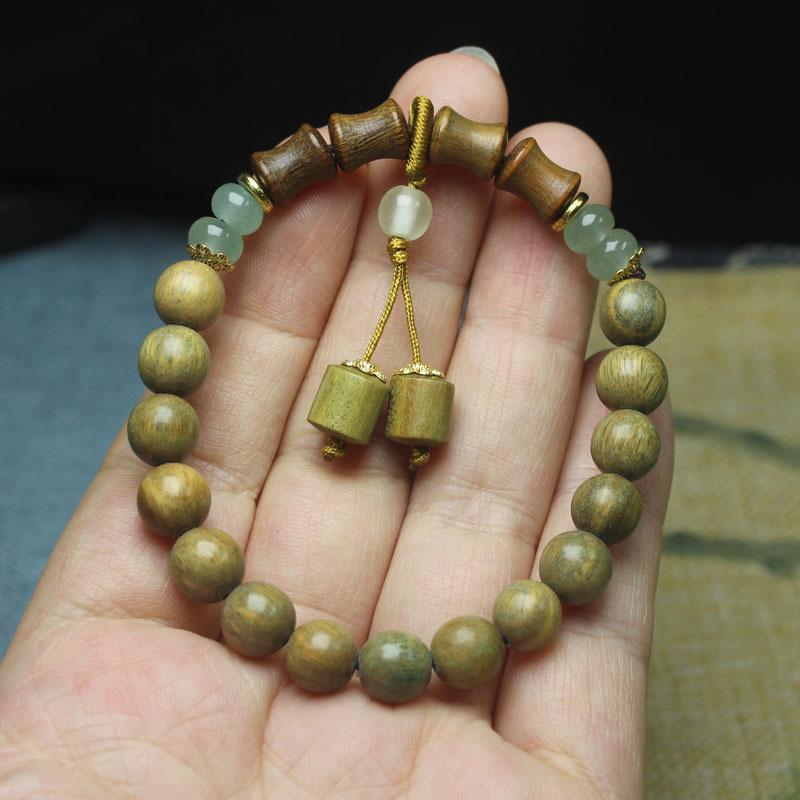 8mm Green Sandalwood Bracelet Single Loop | Natural Wood Beads with Light Fragrance for Daily Wear