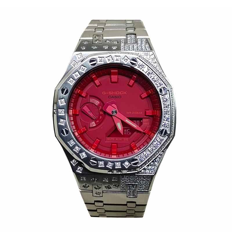 

CASIO Men Liquid Crystal,Analog Dual Display Series Red Watch GA-2100-4A(Watch3--