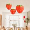 Birthday Party Hanging Ornaments Strawberry Paper Lantern, Pink Fruit Shaped Decor for Party, Sweet Style Event Supplies Collapsible Round Lamp