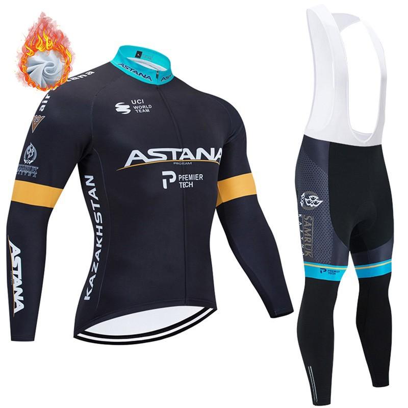 Mens Fleece Cycling Jersey Long Sleeve Winter Thermal Bike Top Road Mountain Biking