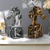 Horse Head Statue Ornament Horse Animal Sculptures Horse Figurines Decorative Objects for Home Office Bookshelf Table