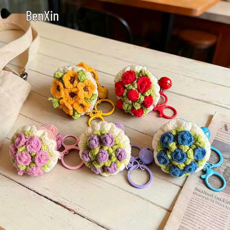 Handmade Crochet Rose Keychain Ornament - Valentine's Day Gift