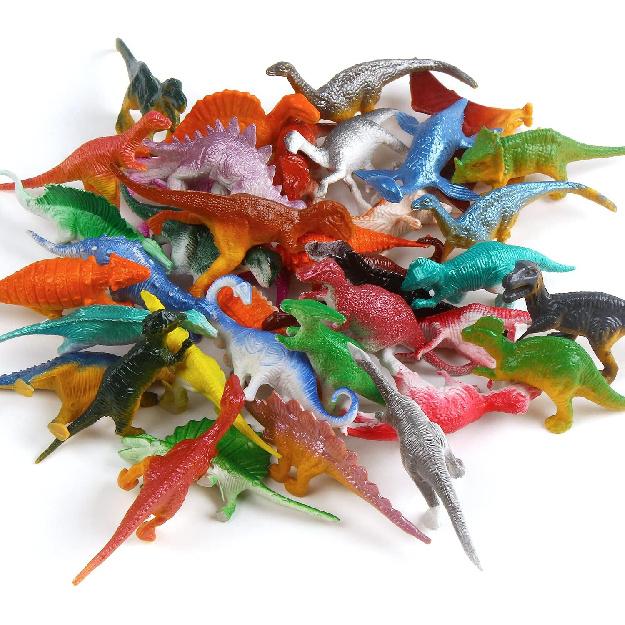 FINGOOO 39 Piece Mini Dinosaur Figures, Assorted Vinyl Plastic Dinosaur Toys for Easter Gifts Dino Party Cake Toppers