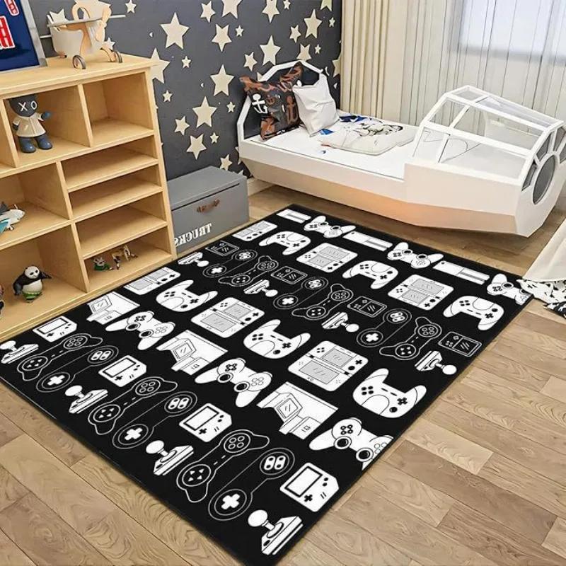 Video game controller printing Flannel Area Rug Soft esports Room Carpet Floor Mat Sofa Bedroom Home easy clean Decor Beautiful