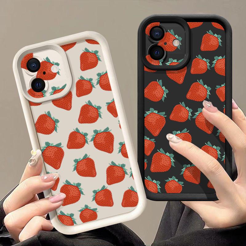 Luxury Fruits Pattern Phone Case For iPhone 16 16e 15 14 13 12 Pro Max Plus 11 Clear TPU Shockproof Cover