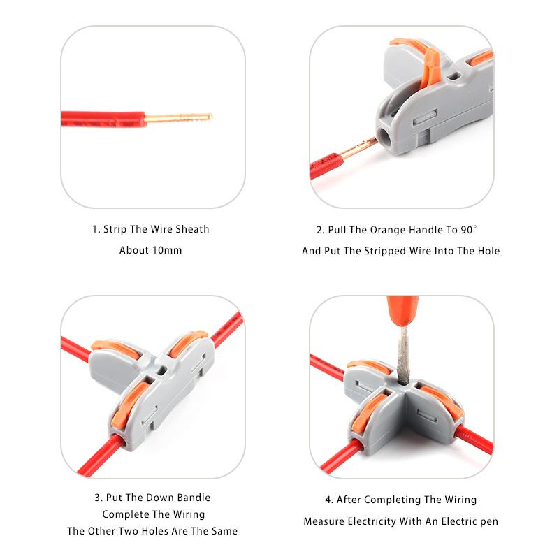 50PCS Wire Connectors Mini T Rail Fast Universal Compact Conductor Wiring Cable Electrical Connector Push-in Butt Terminal Block