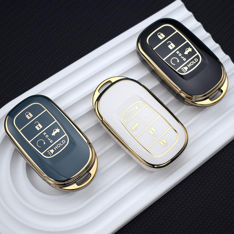 For Honda Civic Accord Hr-V Cr-V Crv 5Buttons Auto Shell Fob Holder Tpu Car Key Case Cover Keychain Accessories