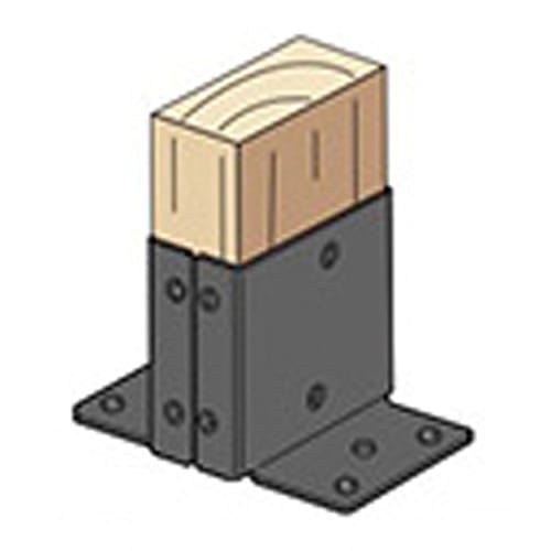 Yahataneji Base Bracket for 2x4 Lumber, Black, 8.9 x 8.76 x 5.7 cm, 1 Piece
