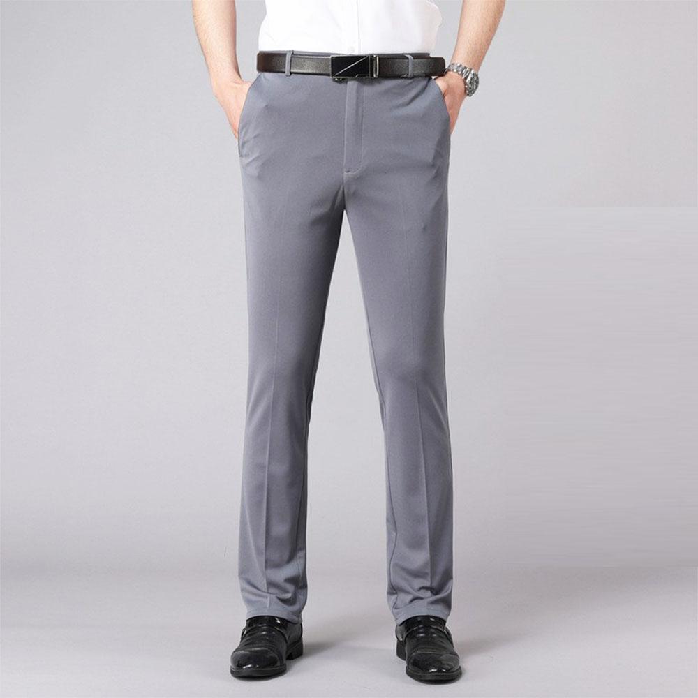 Spring Summer Men's Oversized Elastic Waist Blazer Casual Suits Pants Straight Trousers Office Formal Clothes