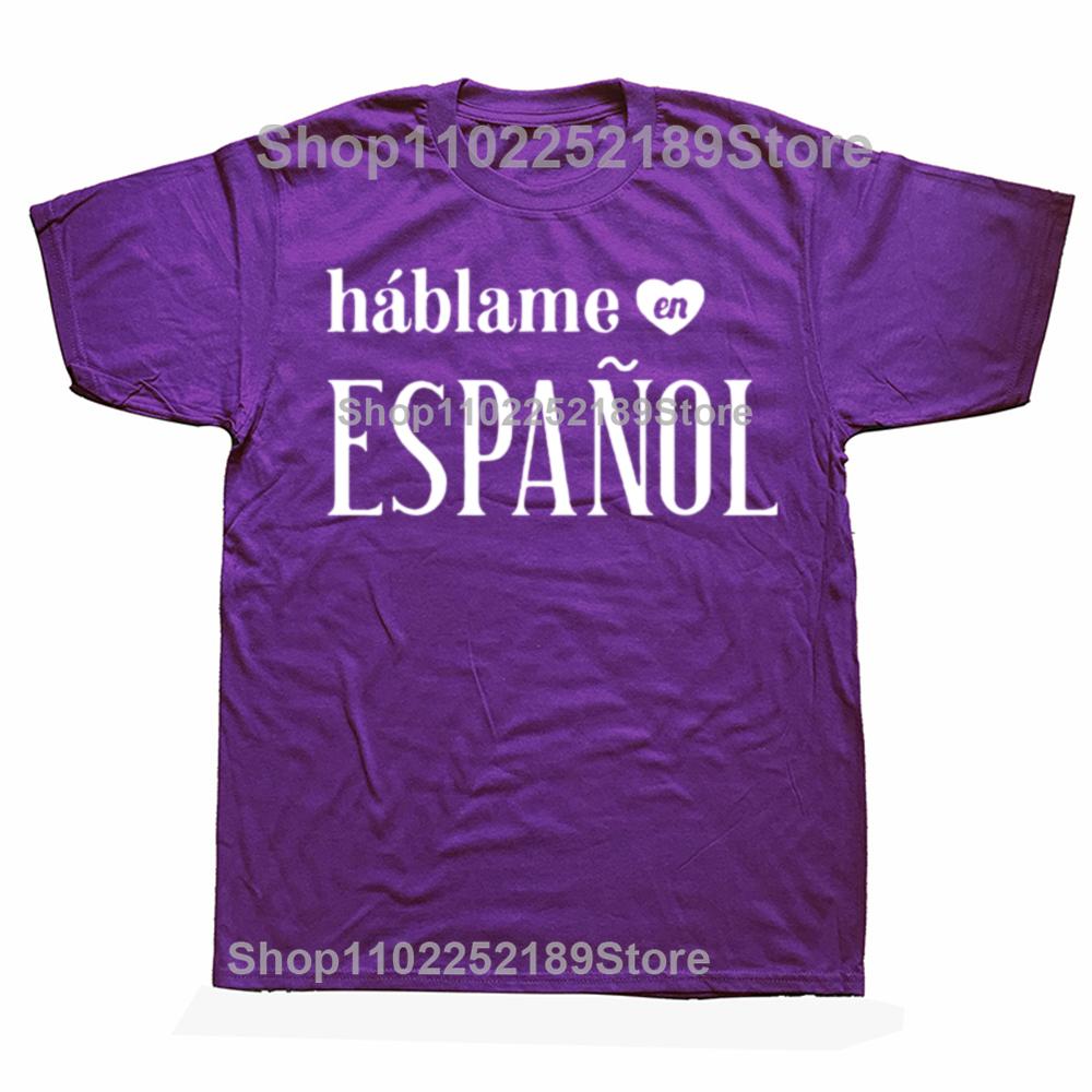 Talk To Me in Spanish Letters Print Men Short Sleeve Tshirt Casual Cotton Hipster Funny Spain T Shirt for Girl Male Top