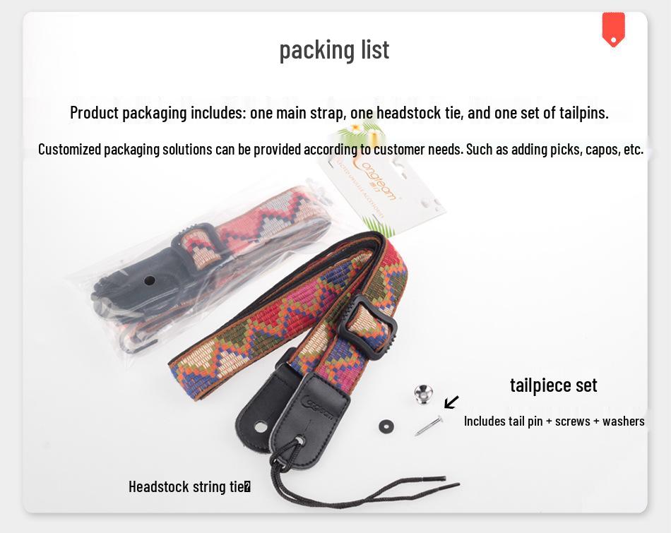 Bohemian Ethnic Leather Ukulele Headstock and Endpin Strap