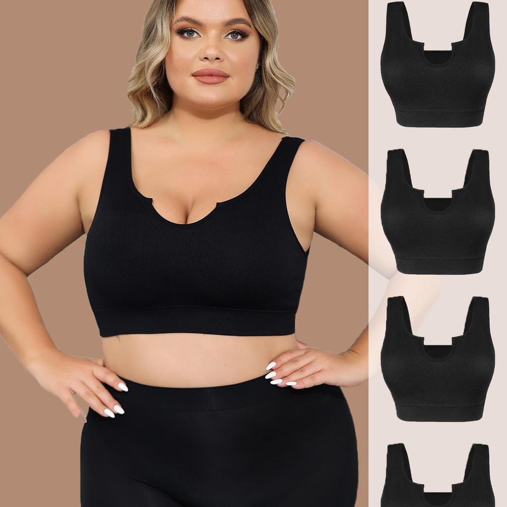 Plus Size Women's Lingerie Bra Comfortable, Bottomless, Gathering Gathering Side Breasts, Preventing Sagging,Black Packaging