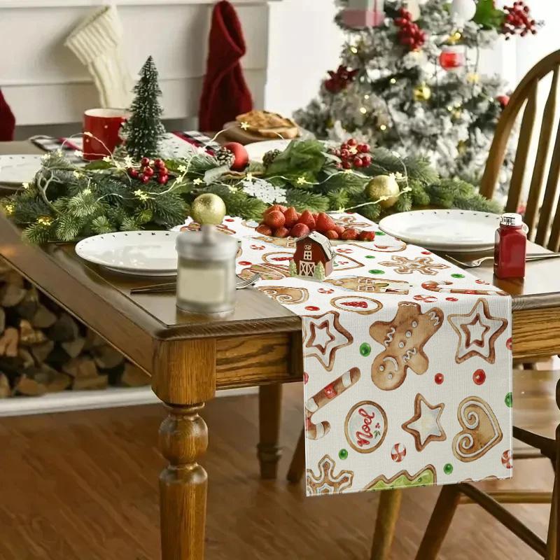 1PC Table Cover New Year 2026 Snowman 33*183cm Table Decor Merry Christmas Decoration Christmas Xmas Tree Table Runner