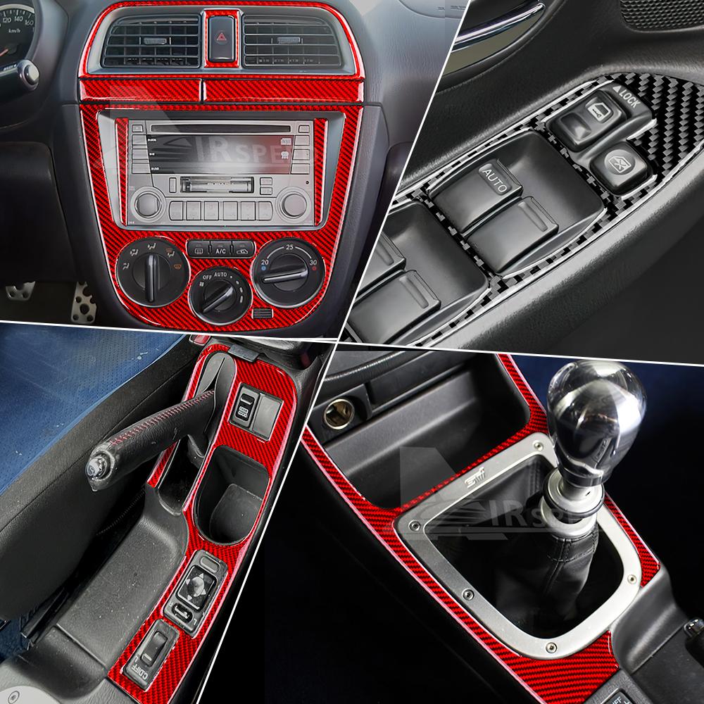 Carbon Fiber Style Interior Sticker Trim for Subaru Impreza STI 2002 2003 2004 Central Control Multimedia Panel