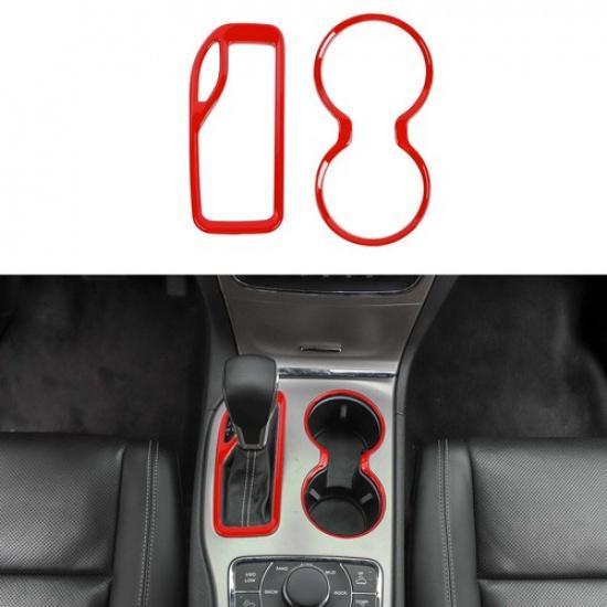 

Gear Shift Control Panel + Cup Holder Cover Trim for Jeep Grand Cherokee 2016-21 червоний
