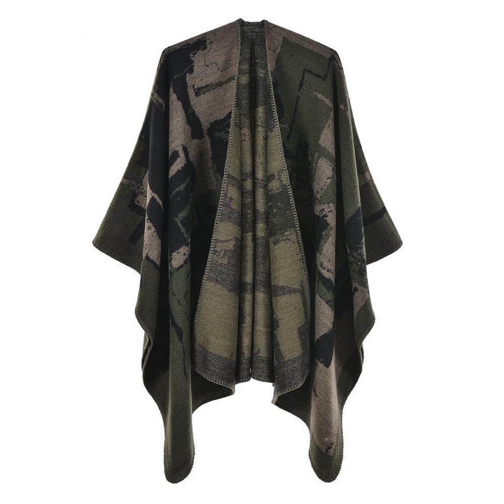 Women's Fashion Jacquard Imitation Cashmere Shawl - Thickened, Warm, Large Cape Scarf